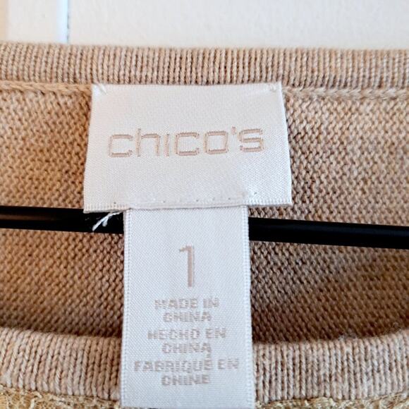 Chico's 3/4 Sleeve Lace Sweater - Picture 2 of 9